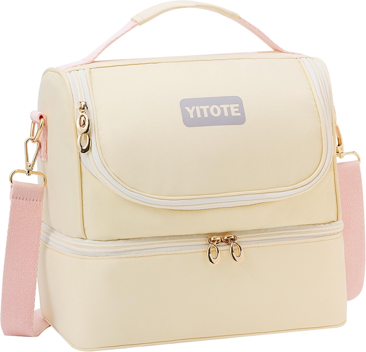 Yitote Stylish Lunch Bag Women Spacious Double Deck Lunch