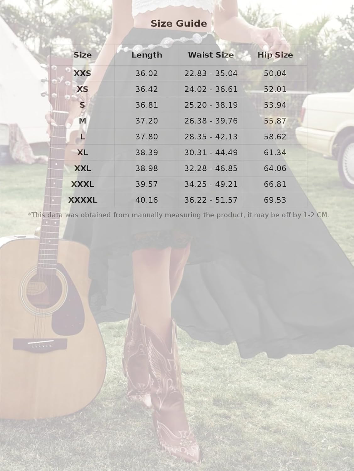 SHENHE Women's Boho Maxi Skirt High Low Asymmetrical Lace Ruffle Hem Flowy Western Skirt - Image 6