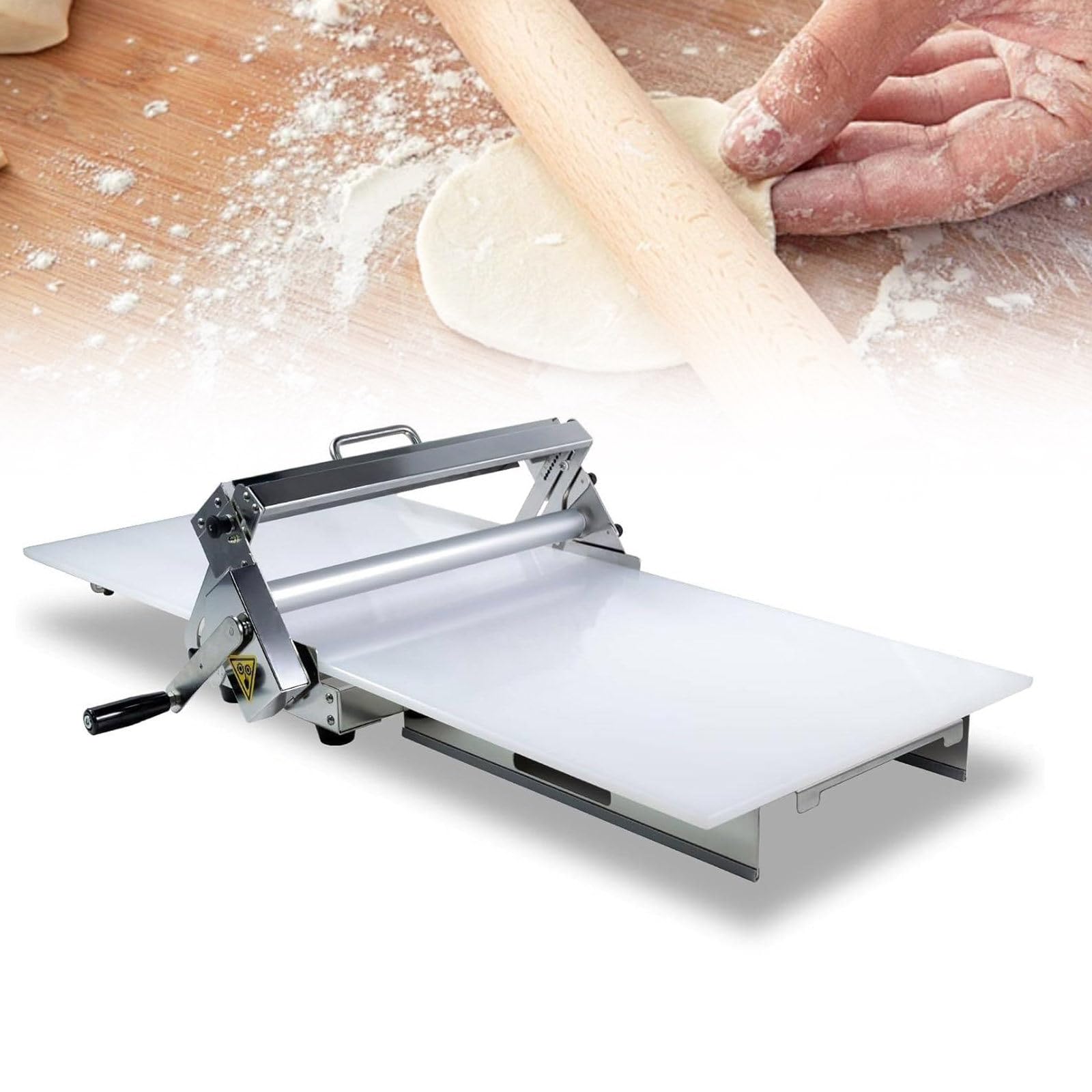 Máquina De Hojaldre Manual Comercial para Uso Doméstico, Prensa De Masa De Croissant Plegable De Sobremesa, con 1 Laminadora Y Grosor Ajustable De 0 A 25 Mm. Type300
