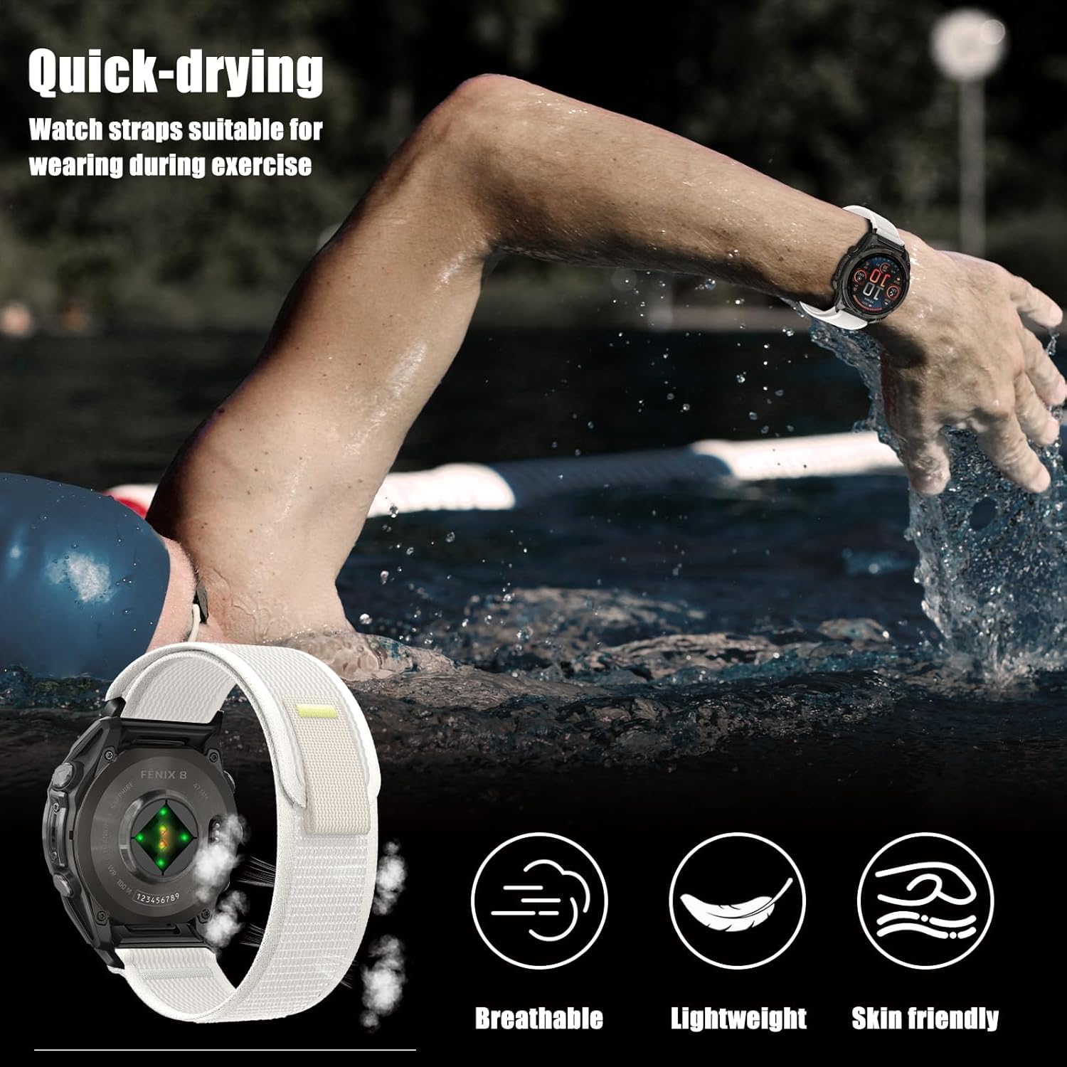 22mm Quickfit Nylon Watch Band Compatible with Garmin Fenix 8 Fenix E 47mm/7 Pro/7/6 Pro/6, Soft Loop Replacement Strap for Tactix 8 47mm/Instinct 3 E 45mm/Forerunner 970 965/Descent G2 G1/Epix/Approach S70 47mm/MARQ - Image 5