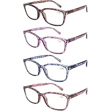 DOOViC 4 Pack Computer Reading Glasses for Women Blue Light Blocking Spring Hinge Stylish Readers for Women