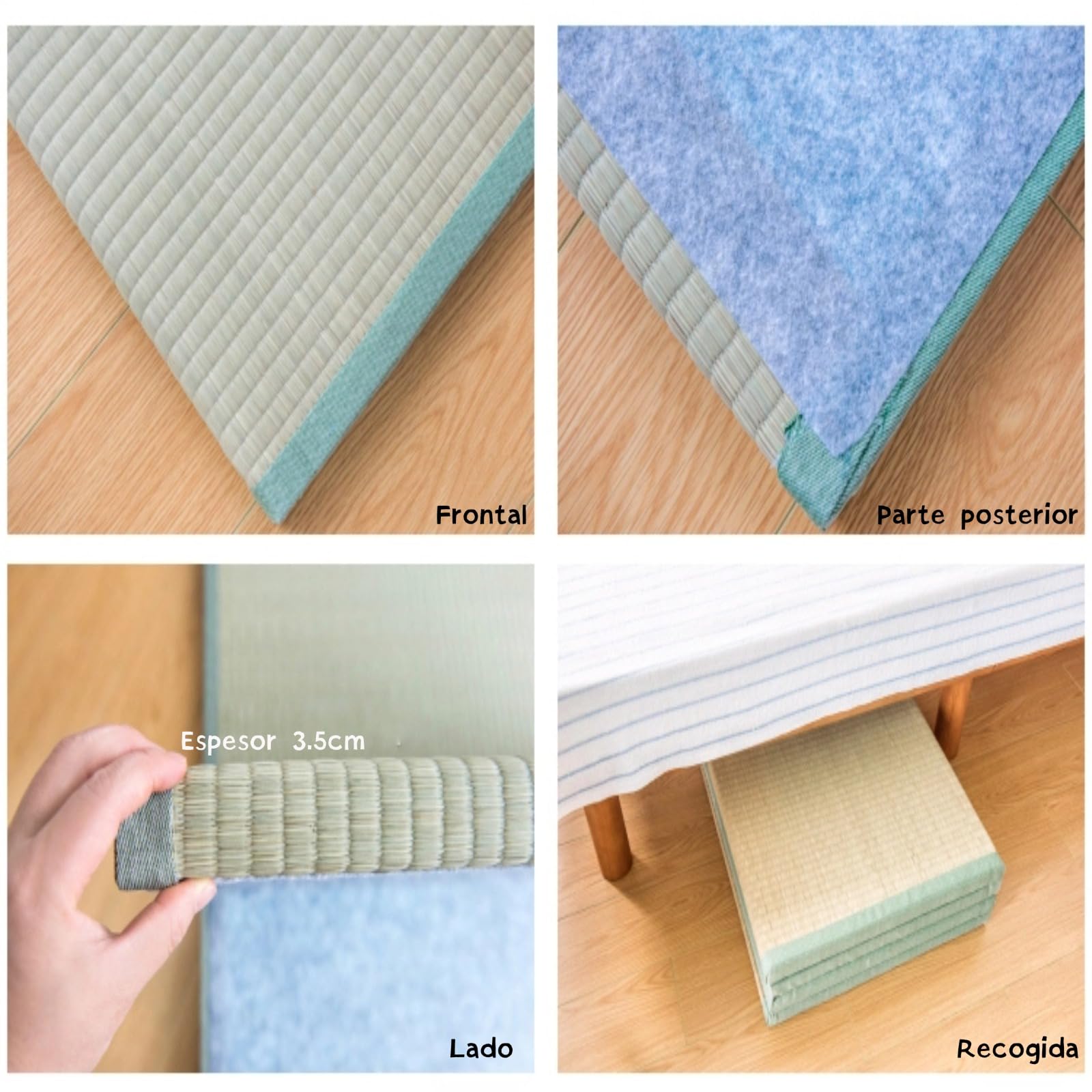 Tatami Japonais,en Herbe Naturelle Bon pour Le Dos des épaules Tatami Pliable,Pliable pour La Méditation du Sommeil Yoga Et La Zen Matelas Japonais(Size:90x200x3.5cm)