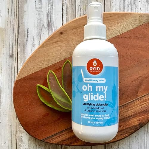 Miniatura 3 de Oyin Handmade Oh My Glide! Desenredante con aceite de aguacate y aloe vera orgánico, espray desenredante para el cabello, 8 onzas