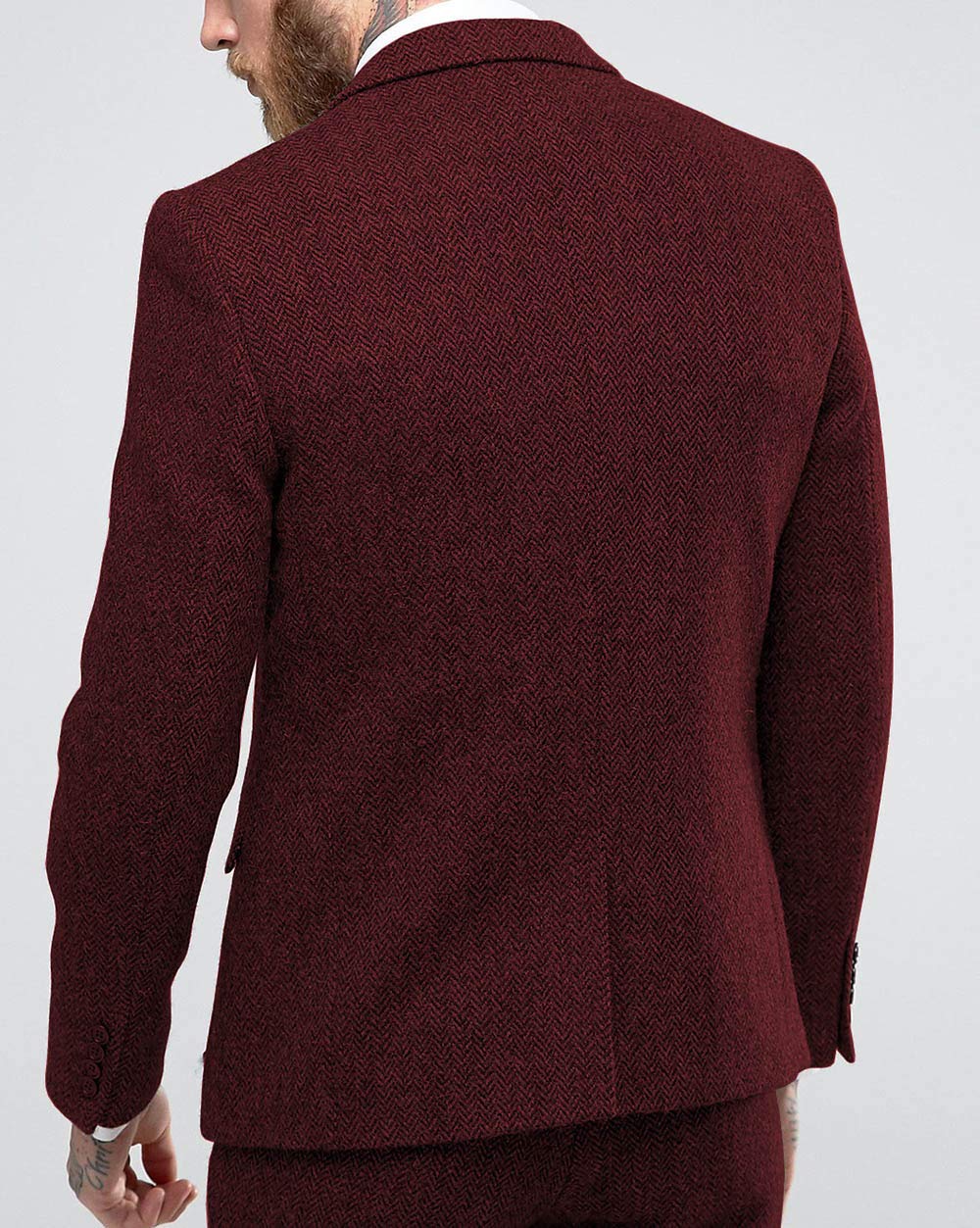 Classic Abiti Uomo Regular Fit 3 Pezzi Lana Tweed A Spina di Pesce Business Smoking Sposa Blazer+Gilet + Pantaloni
