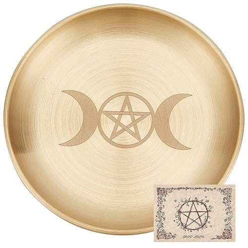 CREATCABIN Pentagram Altar Plate Moon Tarot Plate Ritual Burning Candle