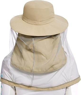 BASSDASH Unisex UPF 50+ Mosquito Net Hat with Neck Flap FH17