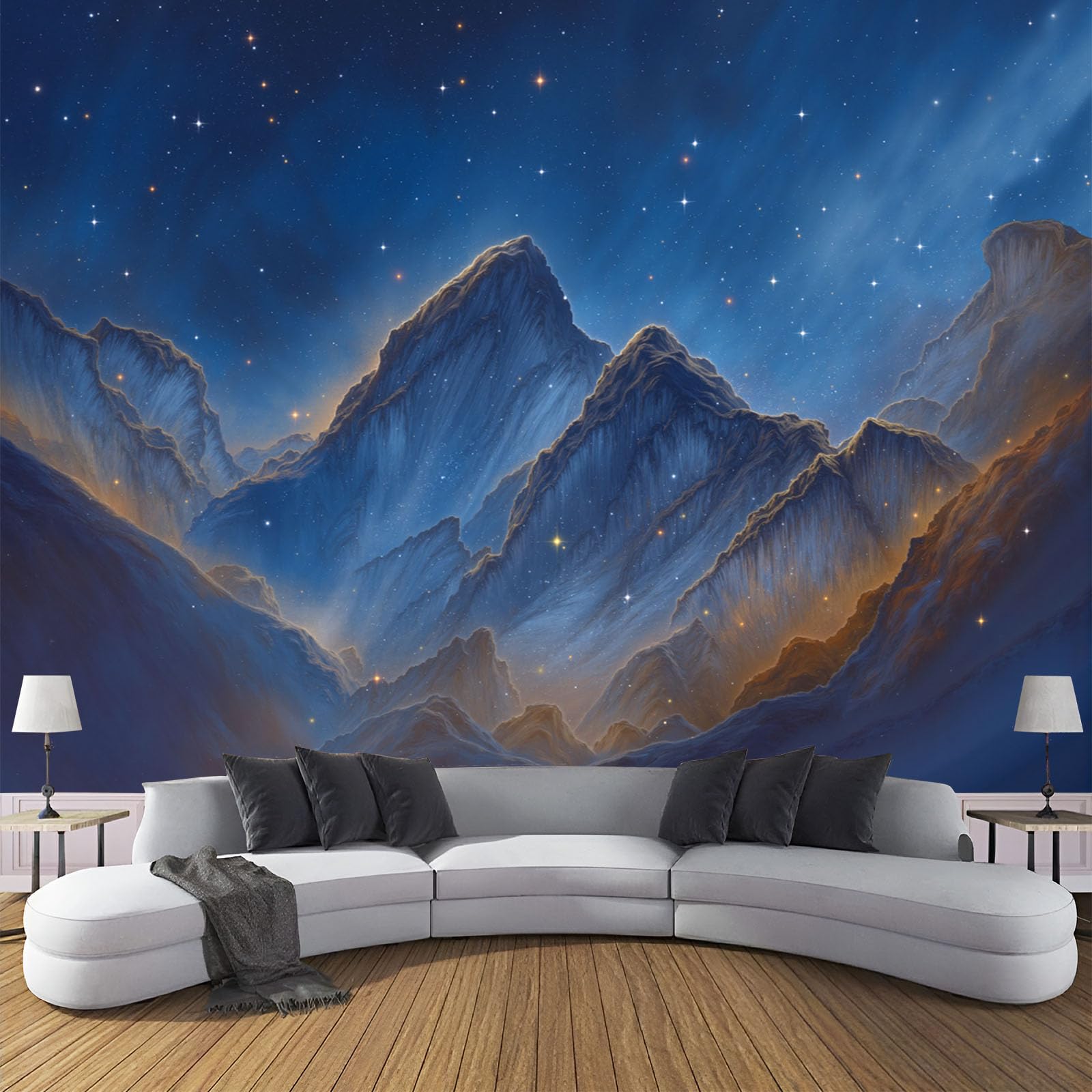 Papier peint intissé salon grand format avec photo peinture murale paysage