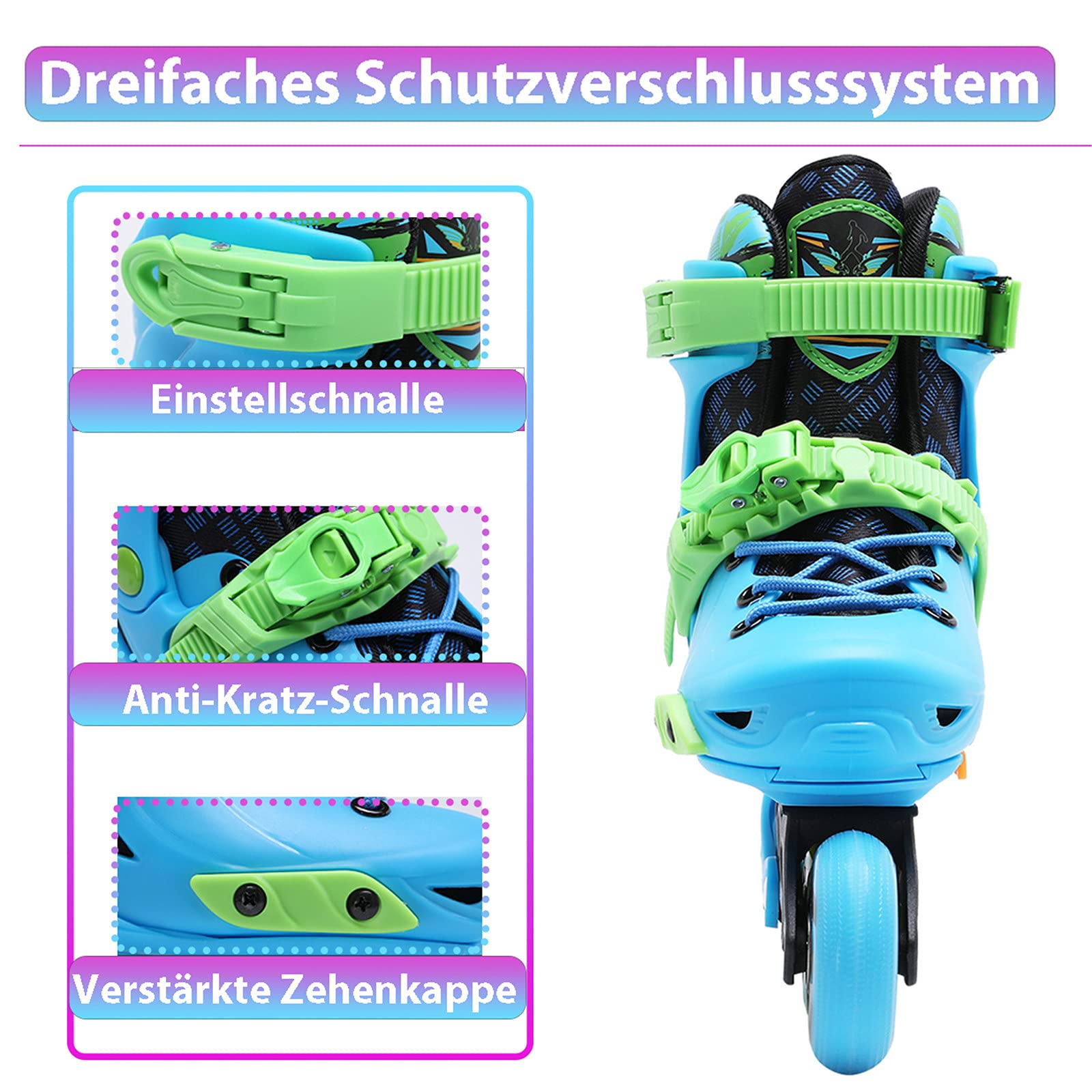 Patins À Roues Alignées Réglables avec Roues Lumineuses pour Enfants Et Adultes pour Filles Et Garçons, Hommes Et Femmes, Tailles 30-33/34-37/38-41