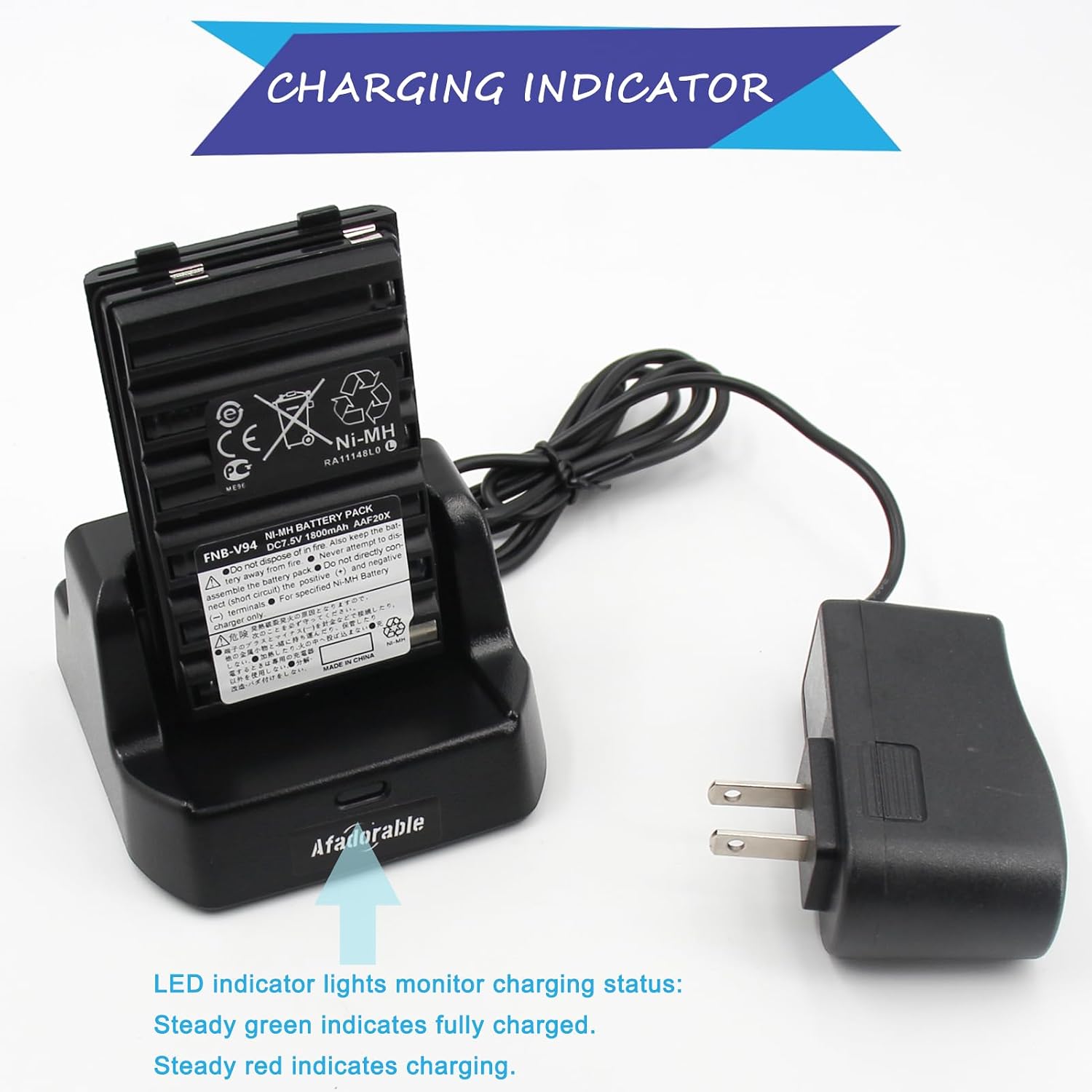 CD-47 Charger Fit for Yaesu FT-60 FT-60R HX270S HX370S FT-250R FT-270R VX-150 VX-160 VX-170 VX-180 VXA-200 Radio, FNB-V94 FNB-83 FNB-V67 Battery Charger
