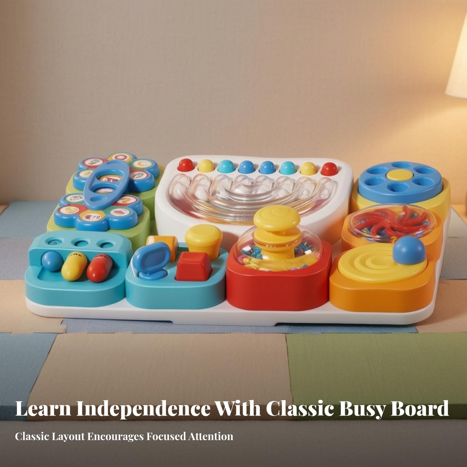 Perfeclan Children Learning Board Tablero de Aprendizaje Infantil Tablero de Actividades Sensoriales Juguete para Motricidad Ruedas y Deslizadores Material Plástico Adecuado para Juego Aula Guardería