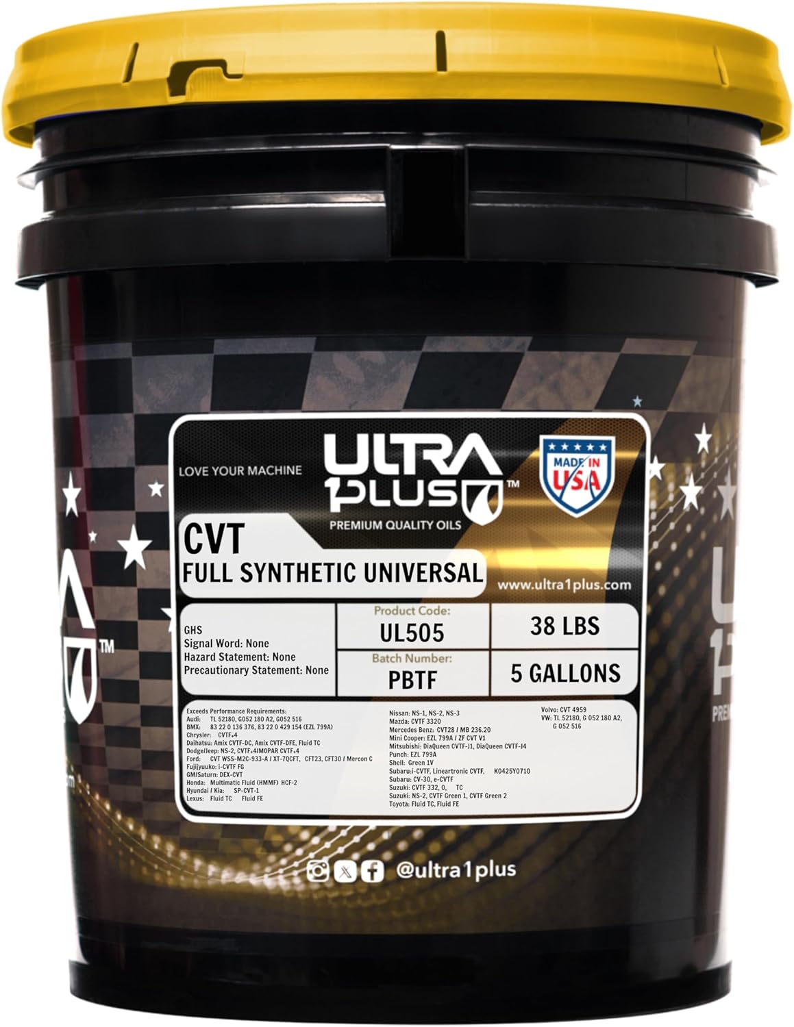 ULTRA 1PLUS CVT Full Synthetic Fluid Universal (5 Gallon Pail)