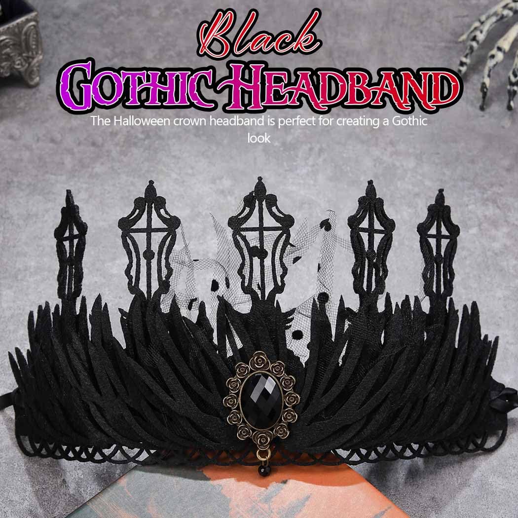 Zoestar Black Gothic Headband Baroque Vintage Crown Headbands Crystal Headpiece Halloween Hair Accessories for Women - Image 2