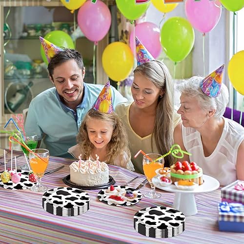 Miniatura 3 de 50 platos con estampado de vaca, platos de papel de vaca de 9 pulgadas, suministros de fiesta de safari en la selva, platos de fiesta con temática
