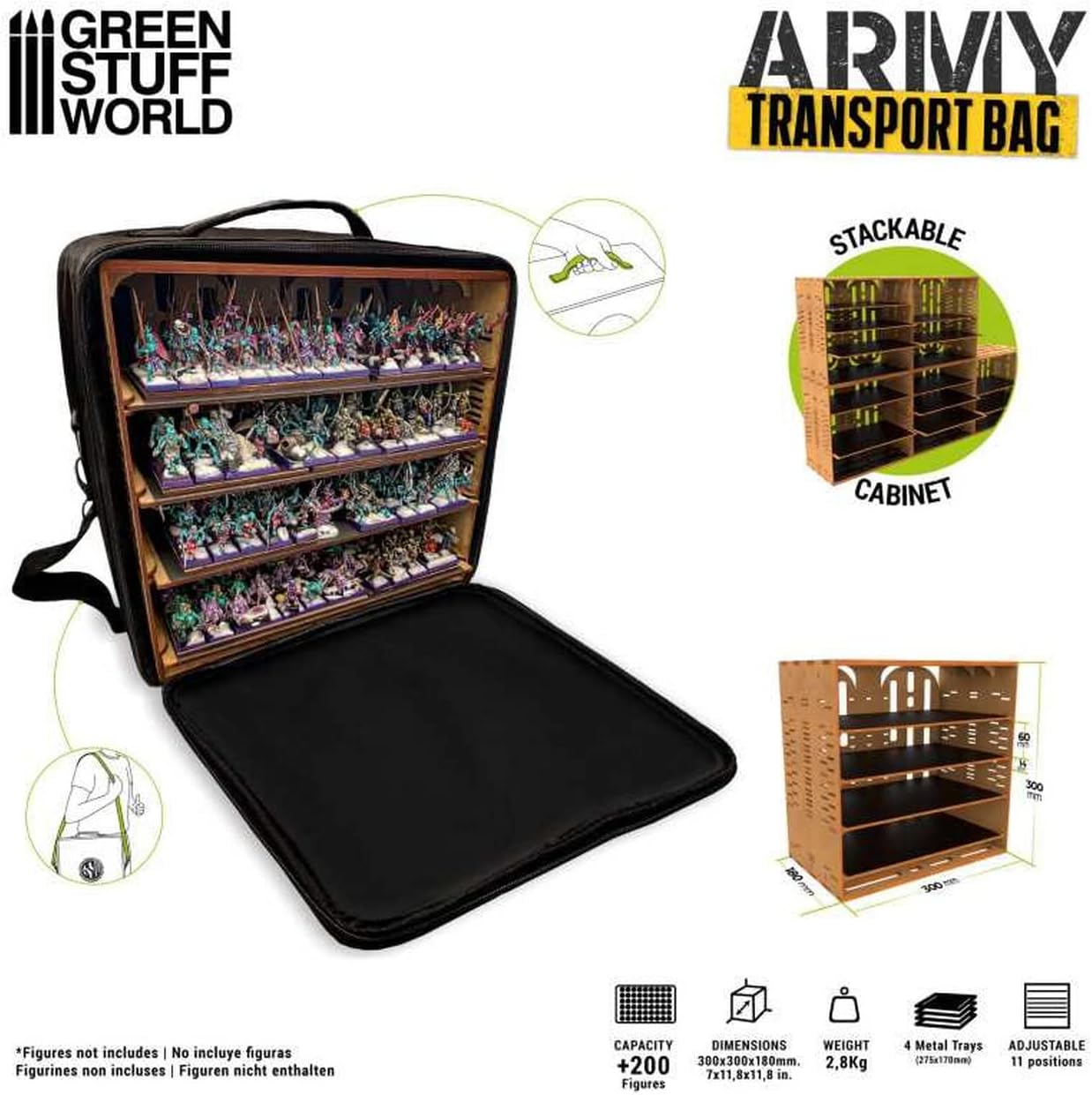 GREEN STUFF WORLD GSWD-11936 Green Stuff World Army Carrier Bag (for Figure) Hobby Storage Case