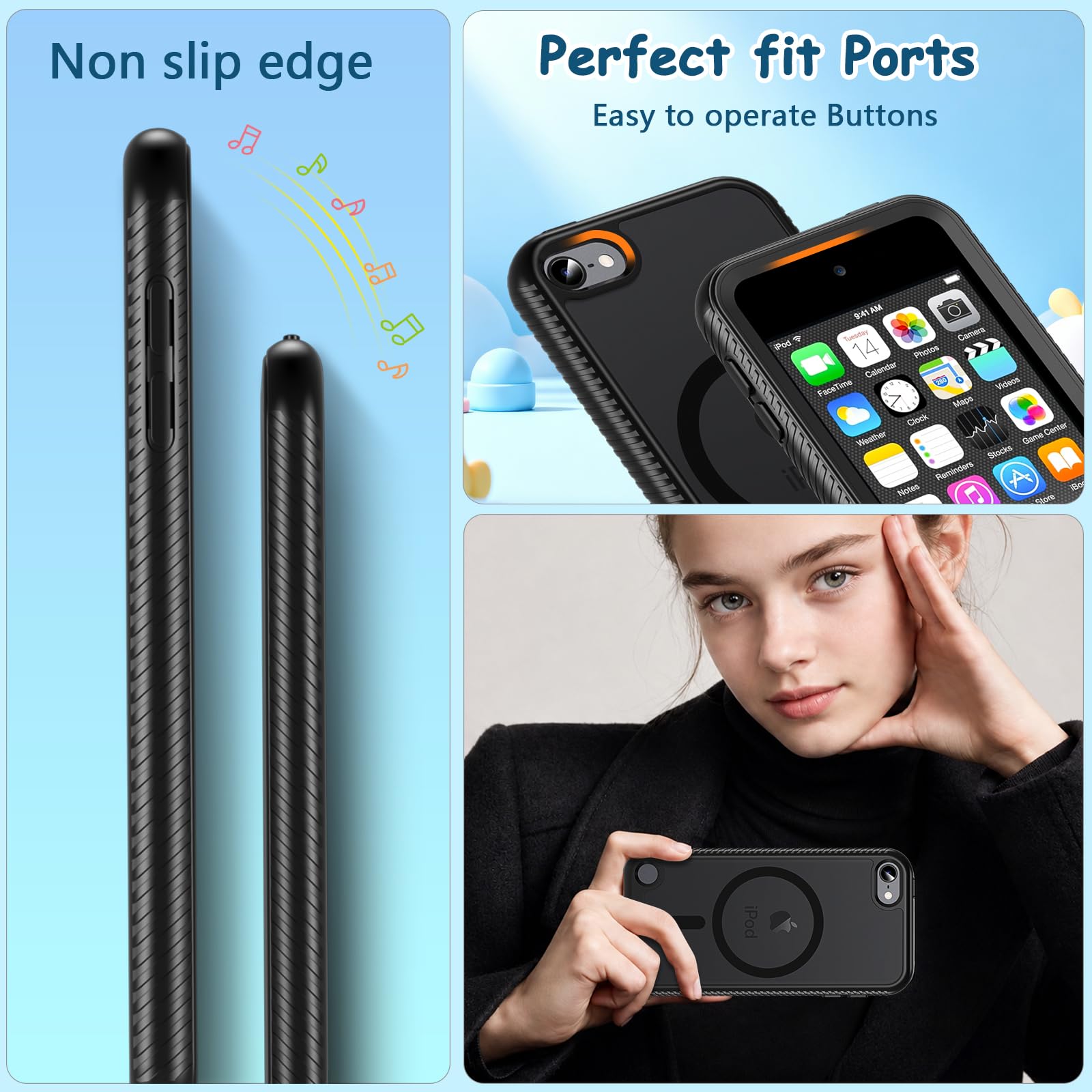 Amazon | iPod Touch 第7世代/第6世代/第5世代用磁気ケース(ブラック