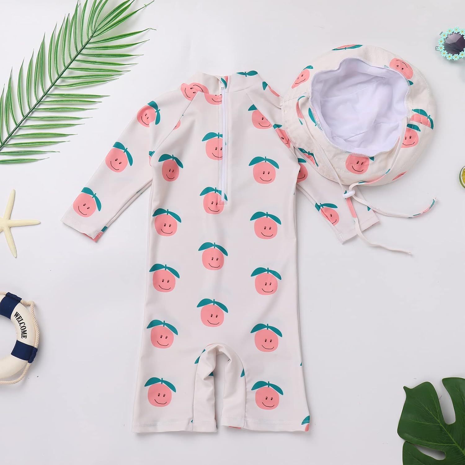 IDOPIP Toddler Kids Baby Boys Girls One Piece Swimsuit Rash Guard with Sun Hat Two Piece Bathing Suit UPF 50+ Sun Protection