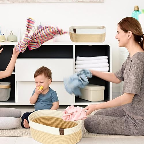 Miniatura 3 de Contenedores de almacenamiento para guardería, cestas pequeñas para organizar cuerdas de algodón para estantes, cesta de juguetes para perros, color