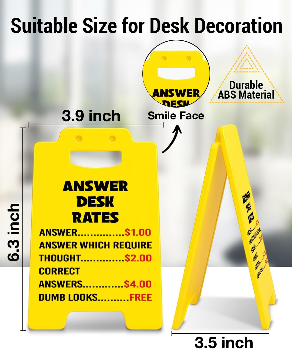 Humorous Cubicle Decor, Answer Desk Rates Funny Team Office Desk Sign, Gag Gift for Coworker Teammate Boss or Manager - Image 2