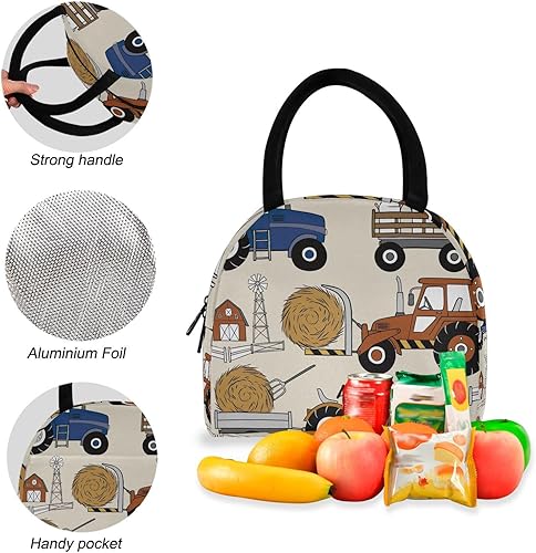 Miniatura 4 de Herramientas de tráfico de dibujos animados para niños, conjunto de bolsa de almuerzo impermeable, mochila para niñas, Herramientas de tráfico de