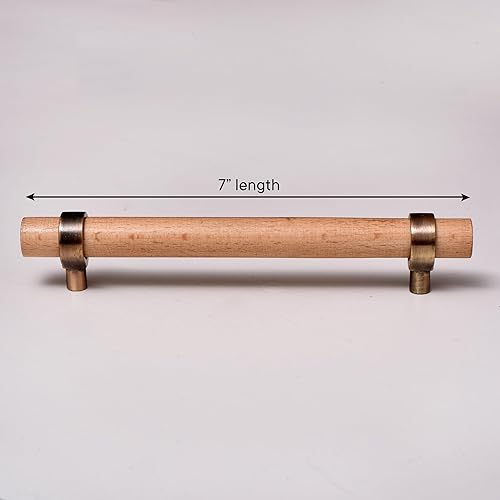 Miniatura 2 de Indian Shelf 6 tiradores de cajón ajustables, manijas de cajón de madera, manijas de gabinete ajustables, tiradores de cajón de barra en T,