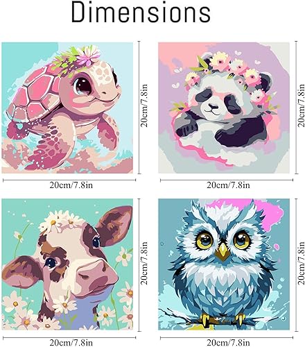 Miniatura 2 de FQOVKYN Paquete de 4 pinturas por números para adultos, kit de pintura por números de animales lindos para adultos principiantes, pintura acrílica