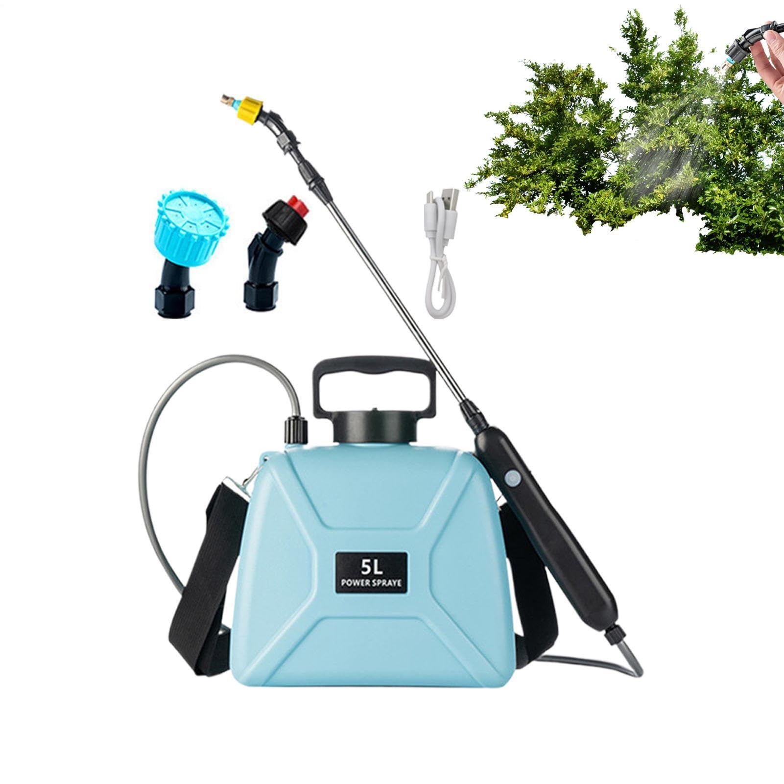 Elektrisches Sprühgerät 3 Düsen Bewässerungswerkzeug | 5L Rasensprüher Mit Schultergurt Teleskopstab Für Boden, Pool, Pflanzenpflege, Fenster, , Rasen, Garten Und Outdoor