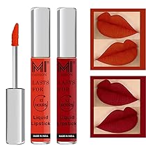 MI Fashion Go Local For Vocal Made in India Waterproof Liquid Matte Lipsticks Combo of 2 Pcs 3ml each – Orange Pulp Liquid Lipstick, Eagle Red Liquid Lipstick