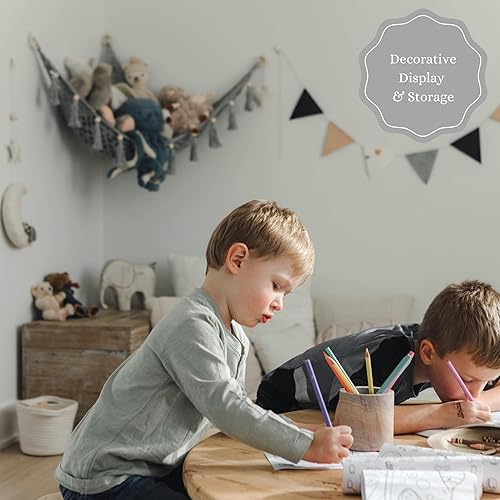 Miniatura 4 de Sasa Baby and Toddler Hamaca de juguete de macramé para animales de peluche, hamaca de juguete de peluche, decoración de guardería gris, hamaca de