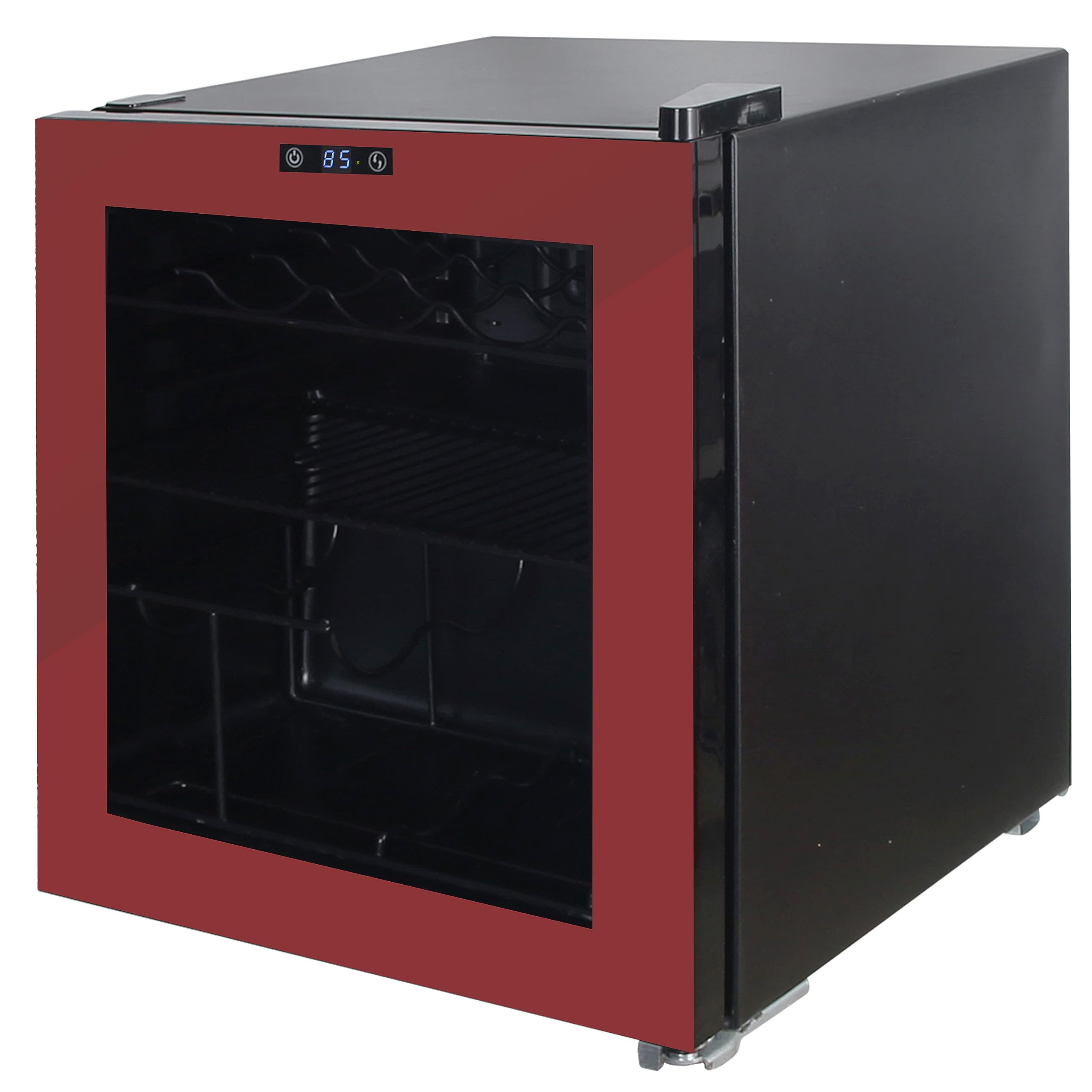West Bend Beverage Cooler Refrigerator 15 Wine Bottle/60 Can Capacity, Glass Door, 17-Inch Wide Freestanding, Adjustable Thermostat Control, 1.6-Cu.Ft, Burgundy on Fridge.com - View 4