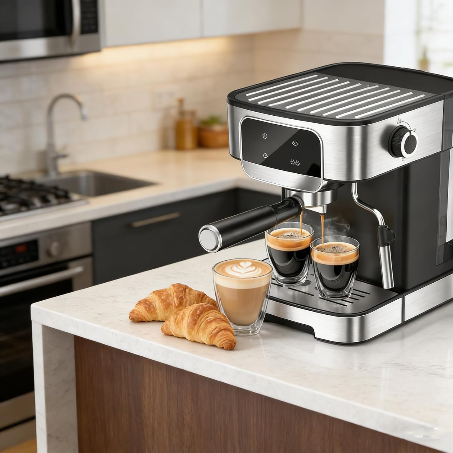 Espresso Machine - Compact Cold Brew Coffee Maker with Grinder, (BLACK)