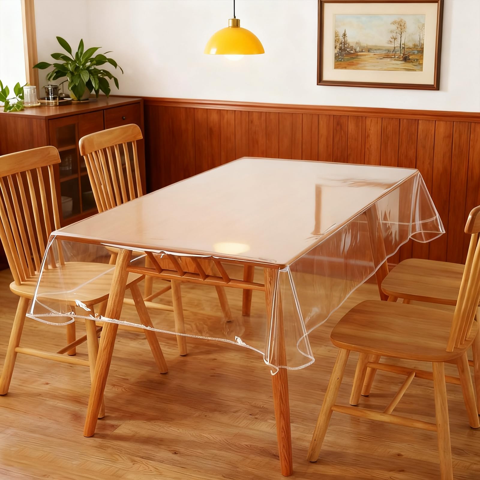 GOTDYBST Clear Table Protector PVC: 140x180cm Transparent Tablecloth,Wipe Waterproof Oil Proof,55 X 71 Inch Plastic Table Cover For Kitchen Office Dining Outdoor Indoor