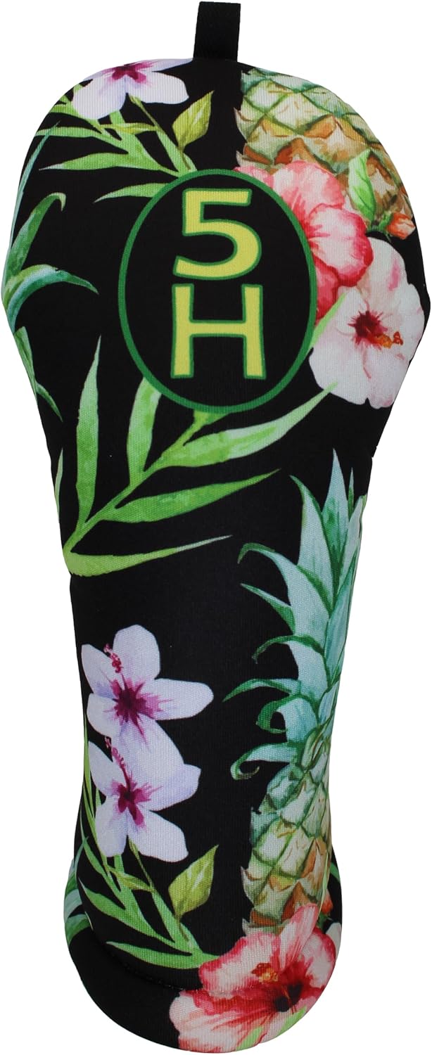 Golf Club Headcovers Midnight Pineapple Print Design - Handcrafted in The USA - This Collection has 13 Cover Numbers to Choose from for Hybrids, Fairways, and Driver by BeeJos - Sold Separately