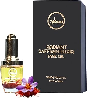 MY ACE Radiant Saffron Elixir Face Oil | Dermatologist Approved | Pure Saffron Threads & Vitamin E, Natural Glow Booster, Brightening & Nourishing Serum for Skin & Hair, 0.67 fl oz (Pack of 1)
