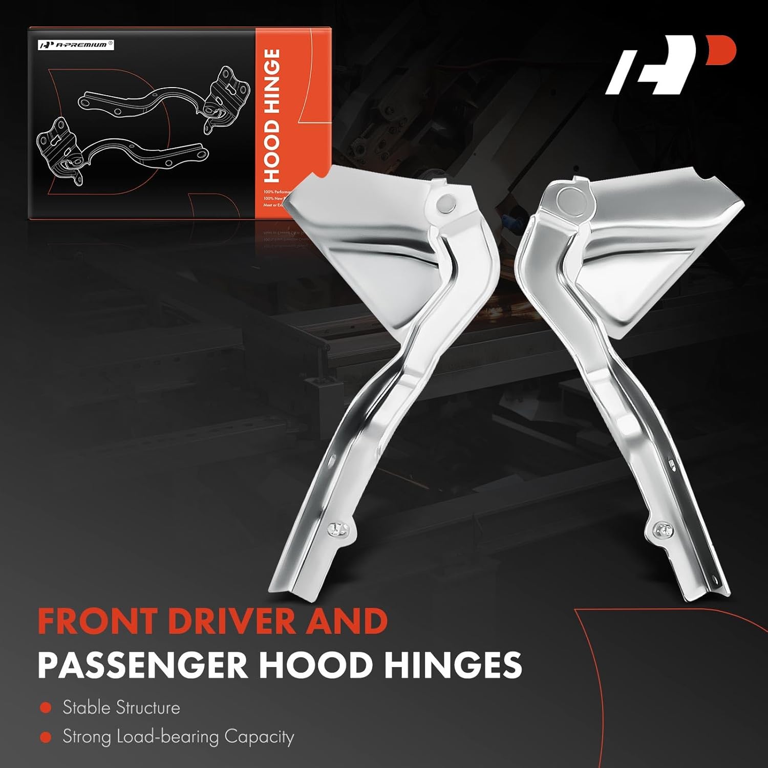 A-Premium Driver and Passenger Hood Hinges Compatible with Nissan Titan XD 2016-2023, Set of 2 Front Left and Right Side Hood Hinges, Replace# 65401EZ40A, 65400EZ40A