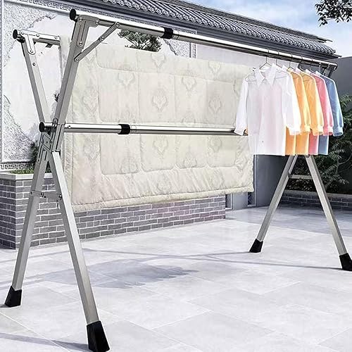 Miniatura 4 de Clothes Drying Rack Foldable, Stainless Steel Laundry Drying Rack, Adjustable LengthSpace-Saving Clothes Rack, Heavy Duty Garment Drying Stand with