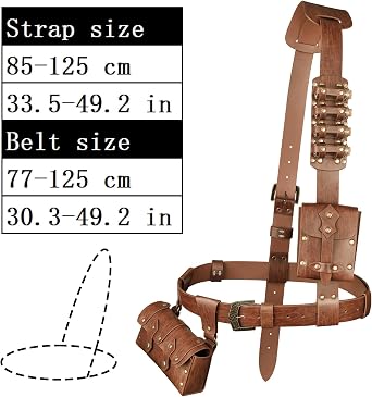 HiiFeuer 7 PCs Medieval Baldric Tactical Belt Accessories Renaissance Faux Leather Belt Bag Alchemy Bottle Holder for Cosplay