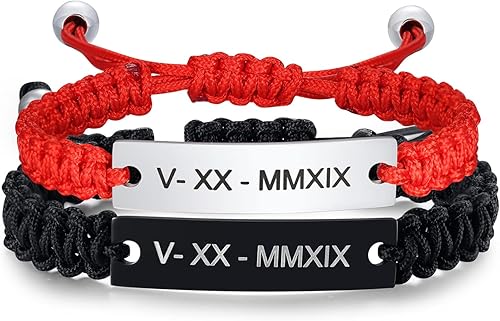 XUANPAI - Pulseras personalizadas hechas a mano con cuerda trenzada y placa de identificación para parejas, para mujeres, hombres, amistad, etc