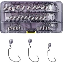 MASTERPRO 30pcs Weedless Jig Head Kit 3g 7g 10g Anti-Snag Fishing Jigheads for Soft Plastics Bass Fishing