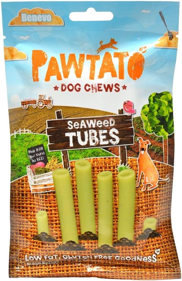 Benevo Pawtato Seaweed Tube Dog Chews (3.2oz, May Vary)