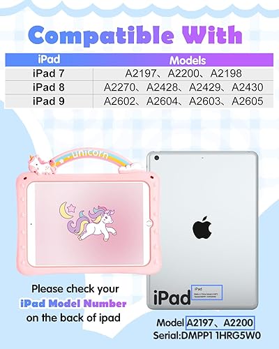 Miniatura 2 de Funda de silicona para iPad de 987 generación de 10.2 pulgadas para niñas con diseño 3D de dibujos animados Kawaii con soporte y correa para iPad