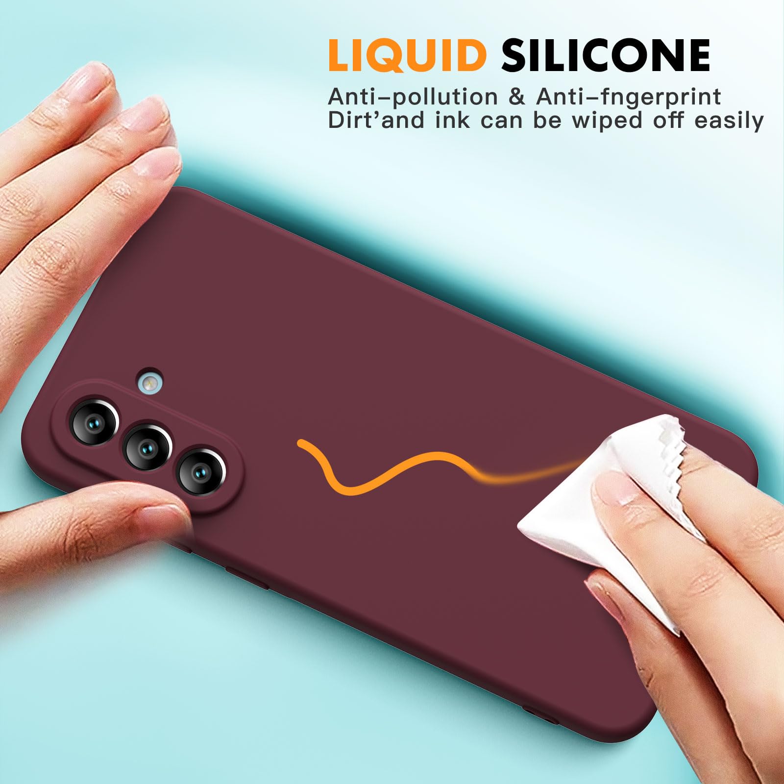 Vansdon Cover Compatibile con Samsung Galaxy A56 5G, 2 Pellicola Protettiva in Vetro Temperato, Gomma Gel di Silicone Liquida Antiurto Custodia - Bordeaux