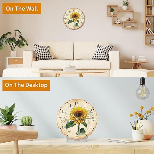 Miniatura 5 de Silent Non Ticking Wall Clock - 10 Inch Battery Operated Quartz Movement Round Hanging Clock for Living Room Bedroom Bathroom Kitchen Workspace Home
