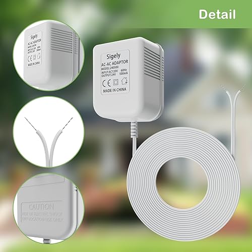 Miniatura 3 de Transformador de timbre de 24 V 500 MA, adaptador de corriente AC110-120V a AC24V, compatible con Ring, Nest, Eufy, Wyze, Arlo Visual Doorbell (con
