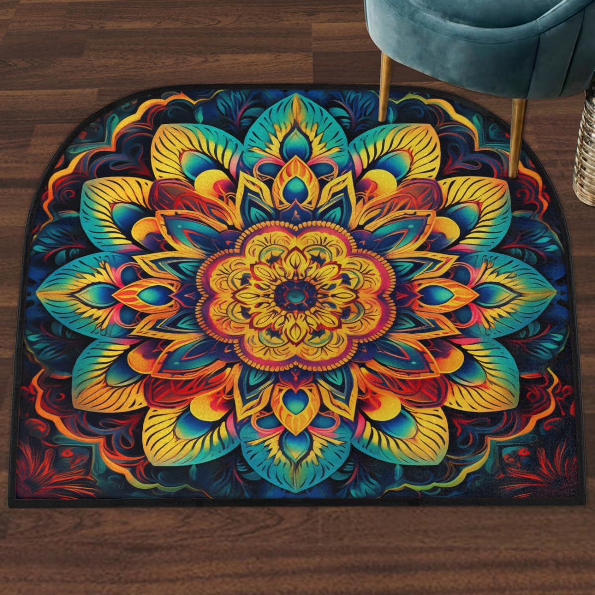 Kolorowa trwała wycieraczka pod drzwi, mata pod drzwi wejściowe, dywan artystyczny, mandala, zmywalny dywan, mata powitalna, wycieraczka na zewnątrz, patio, podłogę, wejście, ganek