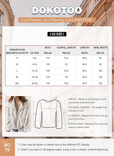 Miniatura 5 de Dokotoo Chaqueta de forro polar mullido para mujer, manga larga, abrigos cortos, ropa de abrigo Sherpa a presión