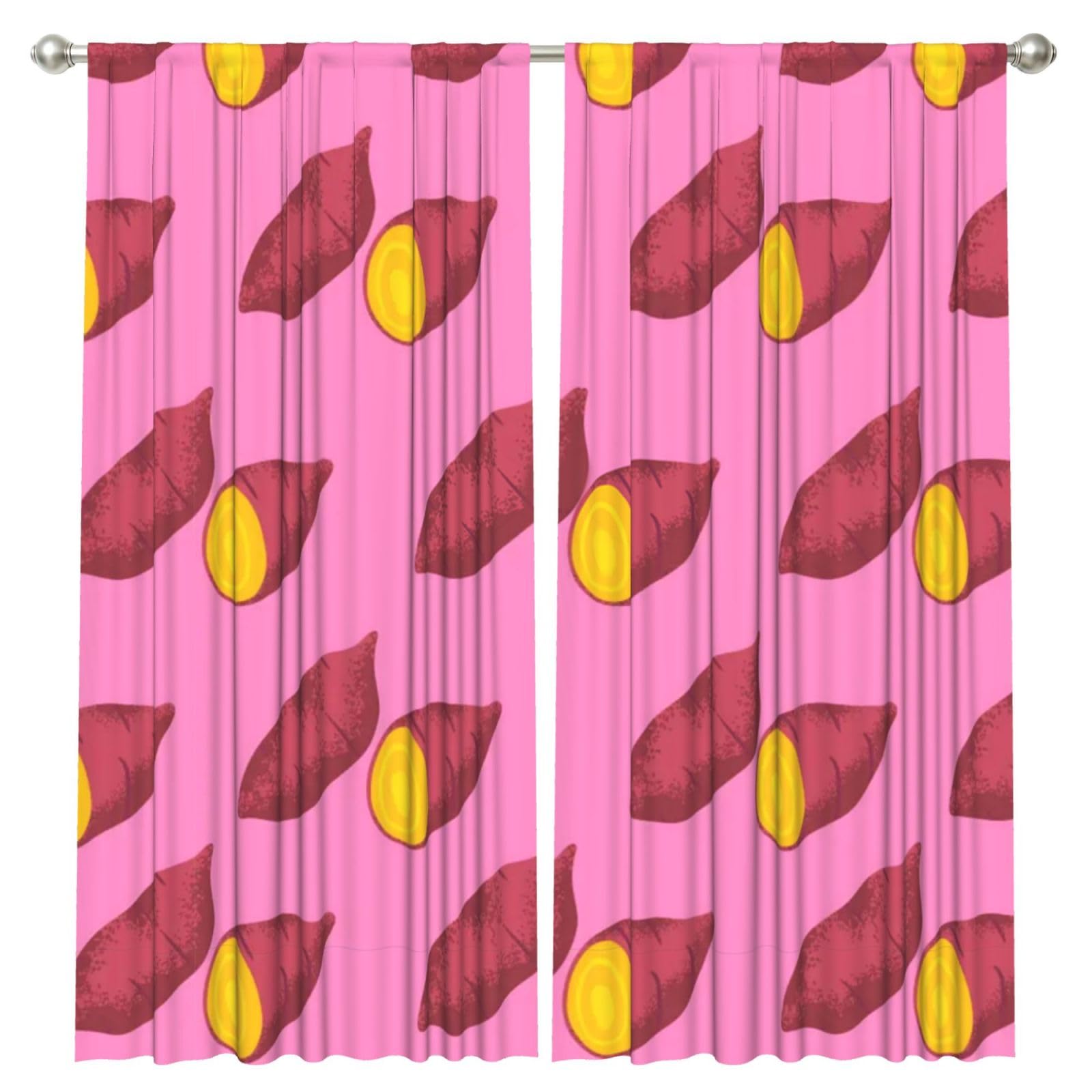 InOmak Sweet Potato Pattern, 2 Panels Window Curtains 52 x 84 Inch Blackout Curtains for Living Room Bedroom