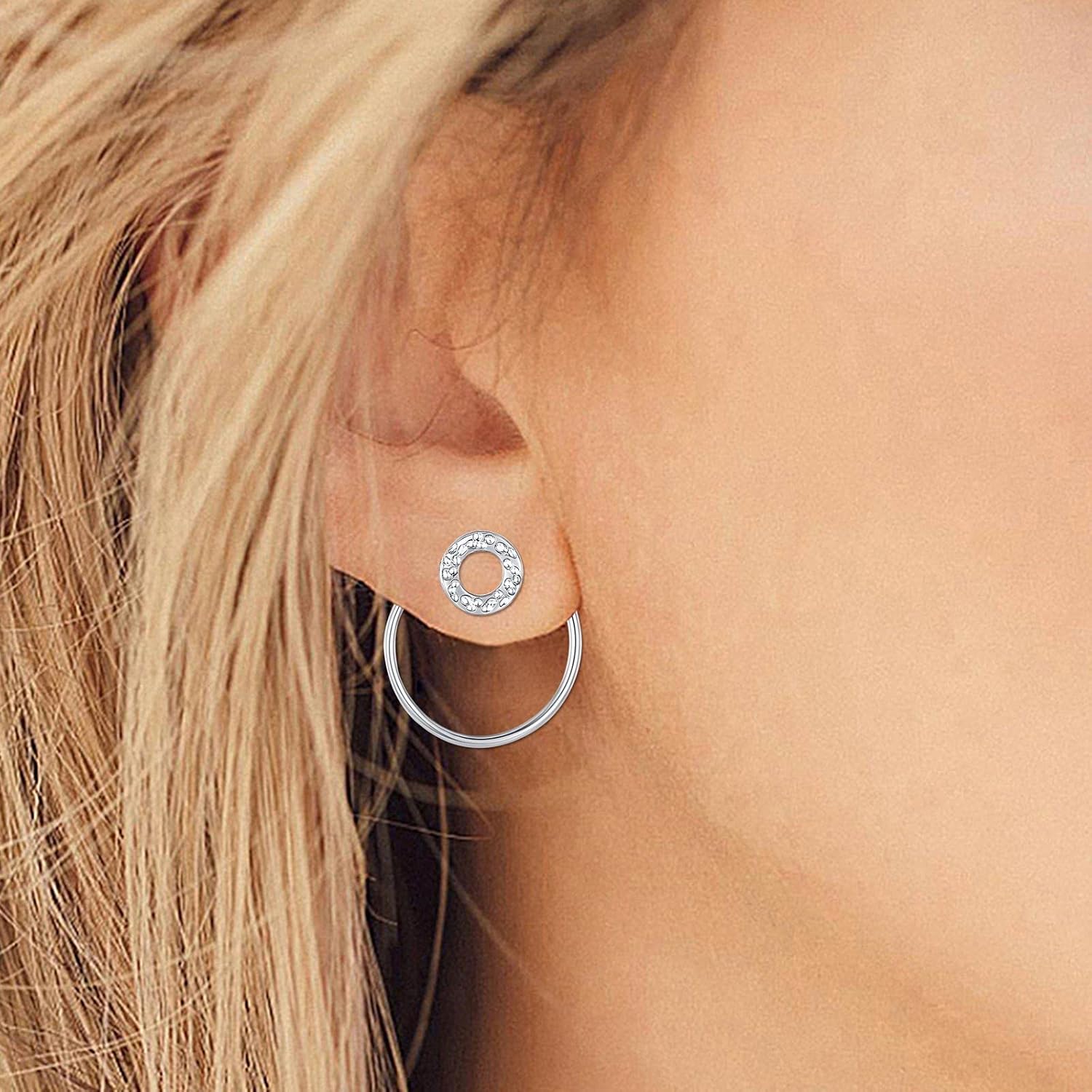 Ear Jacket Earrings 925 Sterling Silver Studs Front Back Earrings for Women Minimalist Geometric V Stud Earrings With Back Design - Image 3