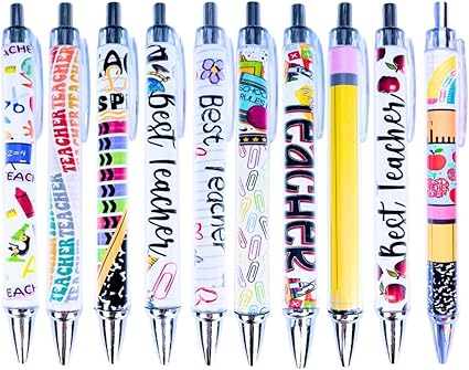 YJ PREMIUMS 10PC Teacher Pen Set with Inspiring Quotes