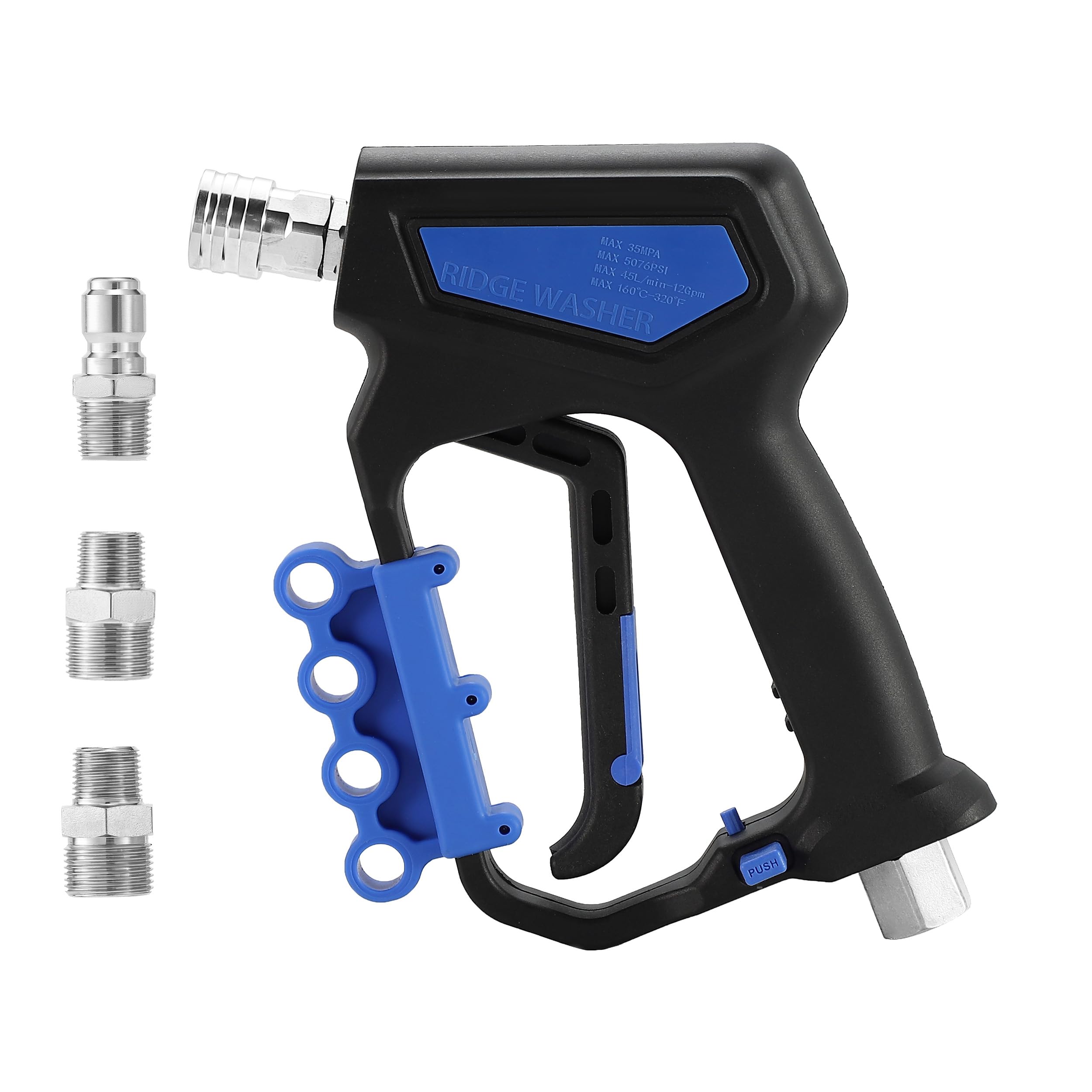 RIDGE WASHER Pressure Washer Gun Swivel, Power Washer Gun 5000 PSI with 1/4" Quick Connector, 12 GPM, 360°3/8 NPT Thread, M22-14mm and M22-15mm Fitting-image-30