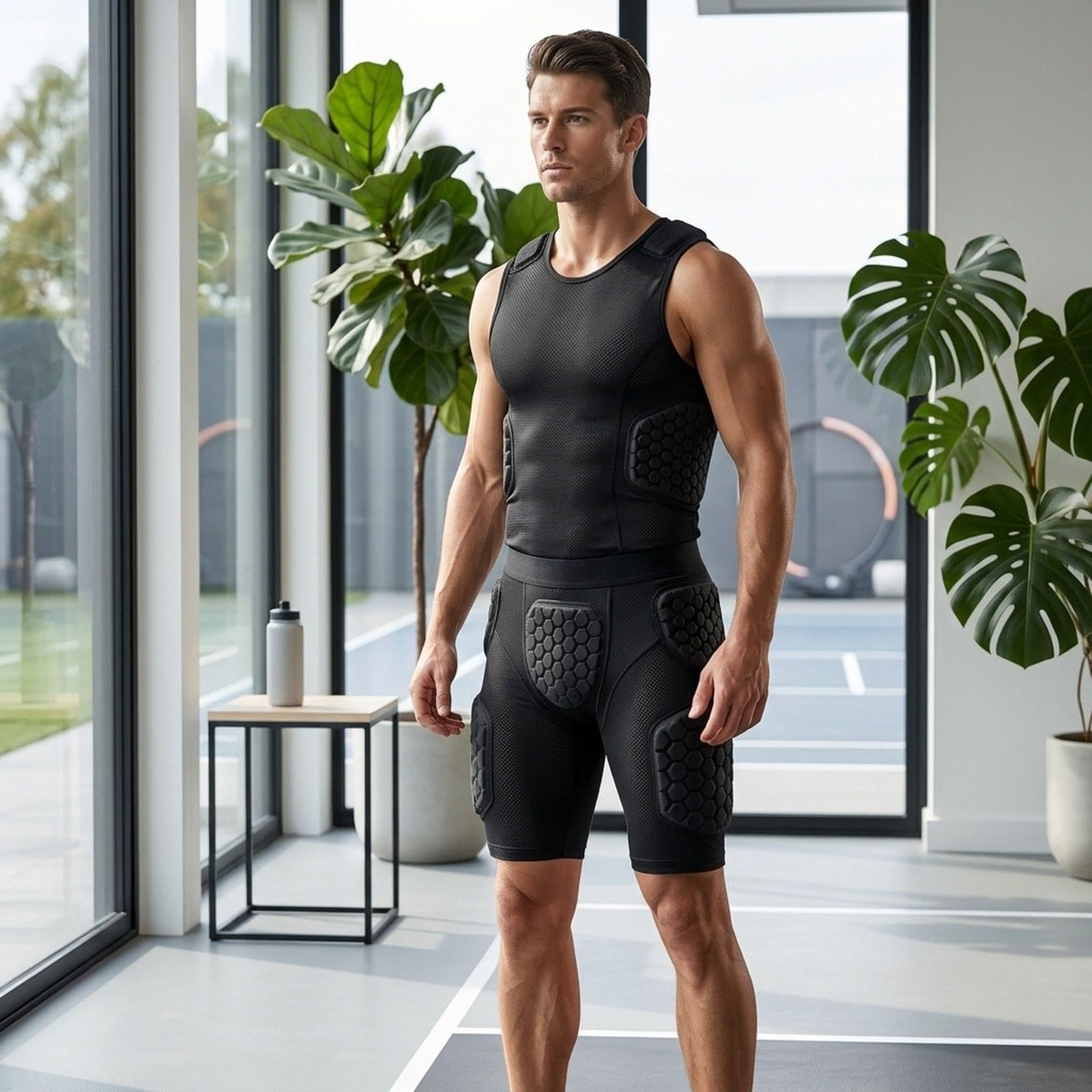 Pantaloncini da Portiere con Imbottitura sulle Cosce, Pantaloncini a Compressione, Pantaloni di Protezione per I Fianchi, Intimo Sportivo, Traspiranti